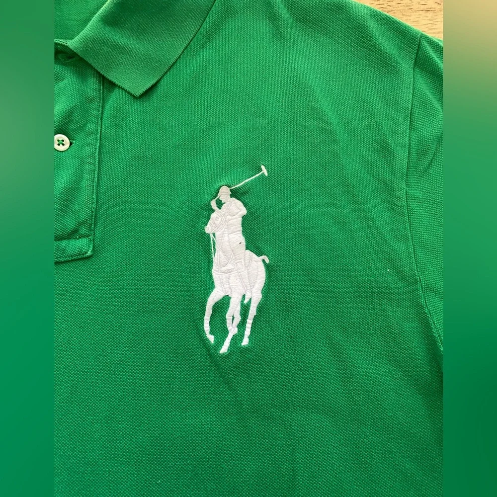 Polo Ralph Lauren Men’s Sz XL Kelly‎ Green Mesh Knit Big Pony Rugby Polo Shirt